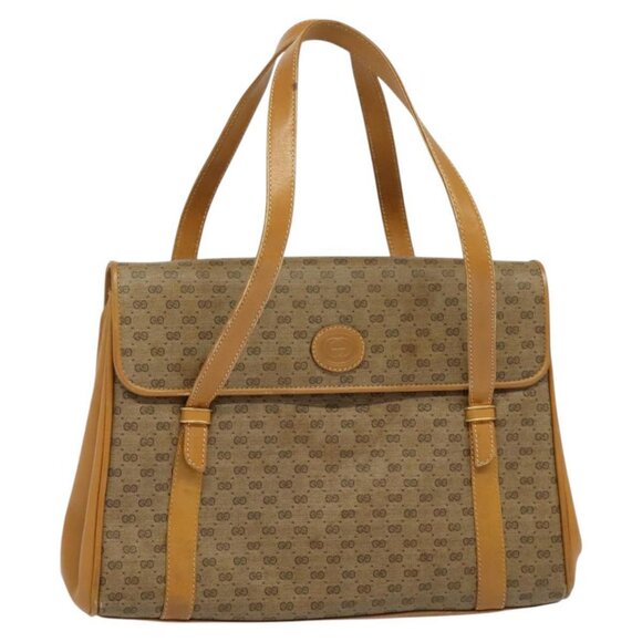 GUCCI Micro GG Supreme Hand Bag PVC Leather Beige Gold 000 984 4857 Auth ep7571 - Picture 1 of 16